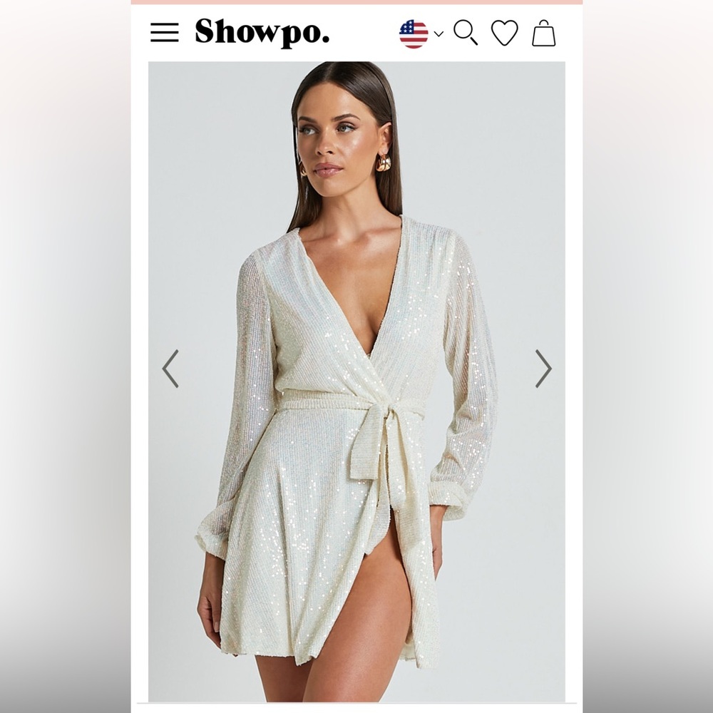 Showpo Three of Us Dress in white sequin size XXS